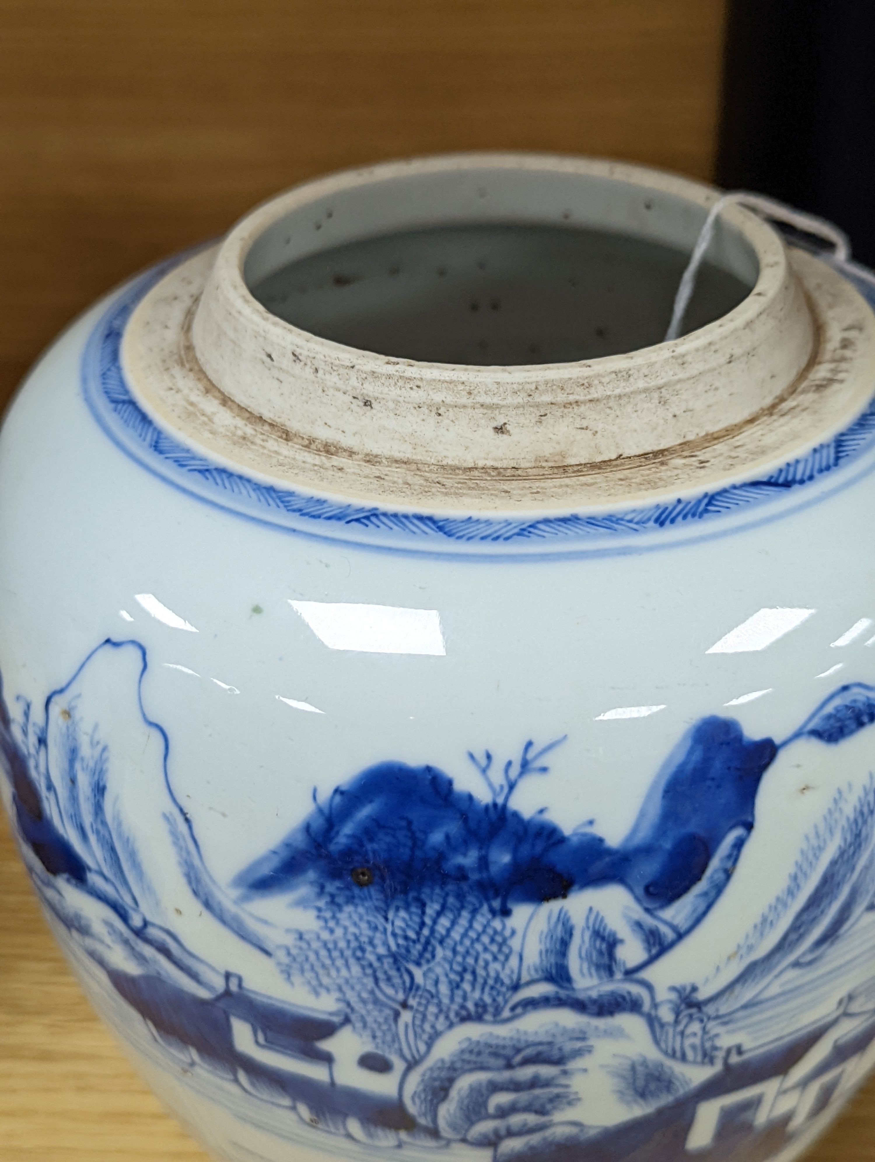 An 18th century Chinese blue and white ginger jar, 18cm